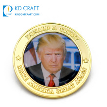 Custom Design Metall 3D-Druck Epoxy amerikanisches Gold US-Präsident Gedenkandenken Neuheit Donald Trump Herausforderungsmünze